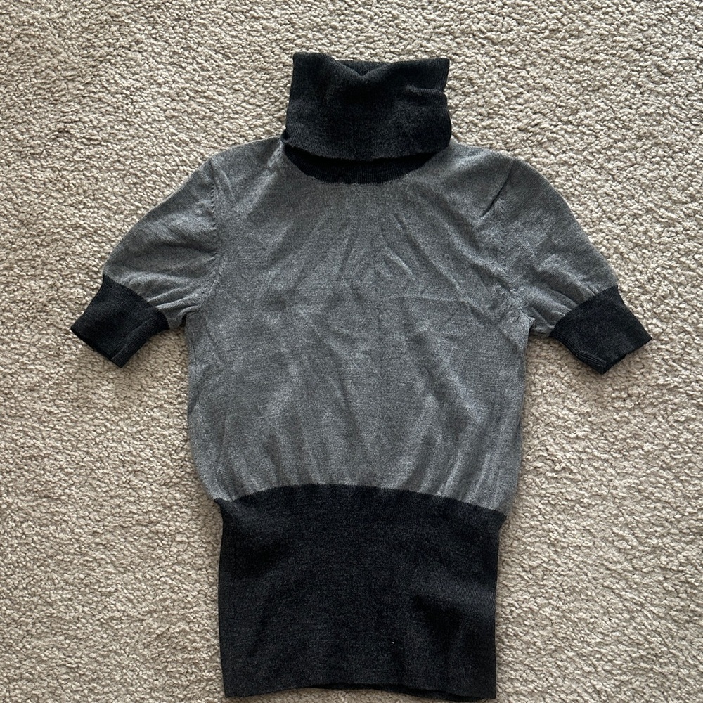 Theory Charcoal and Light Gray Knit Sweater